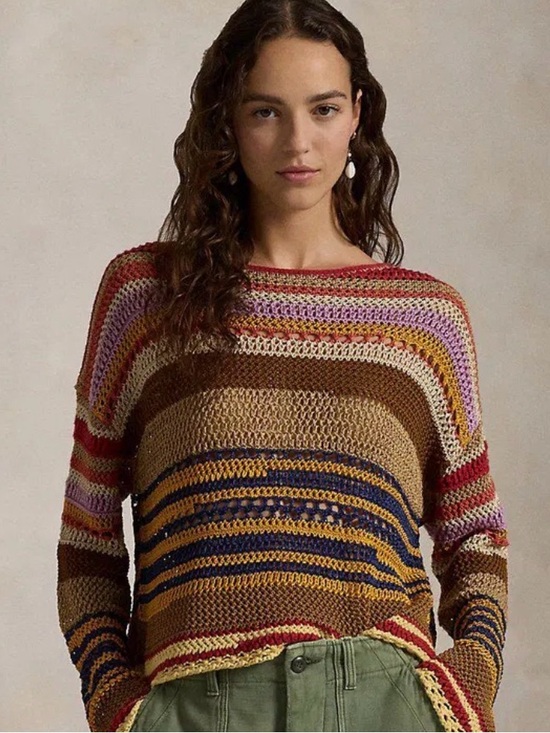 Polo Ralph Lauren Sweaters - Polo Ralph Lauren Multicolor Open-Knit Stripe Sweater